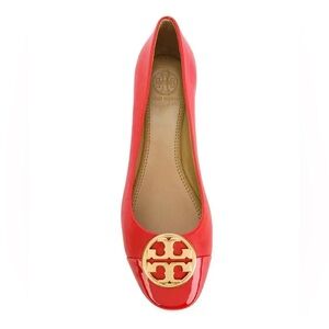 Tory Burch Red Patent Leather Logo Ballet Flat